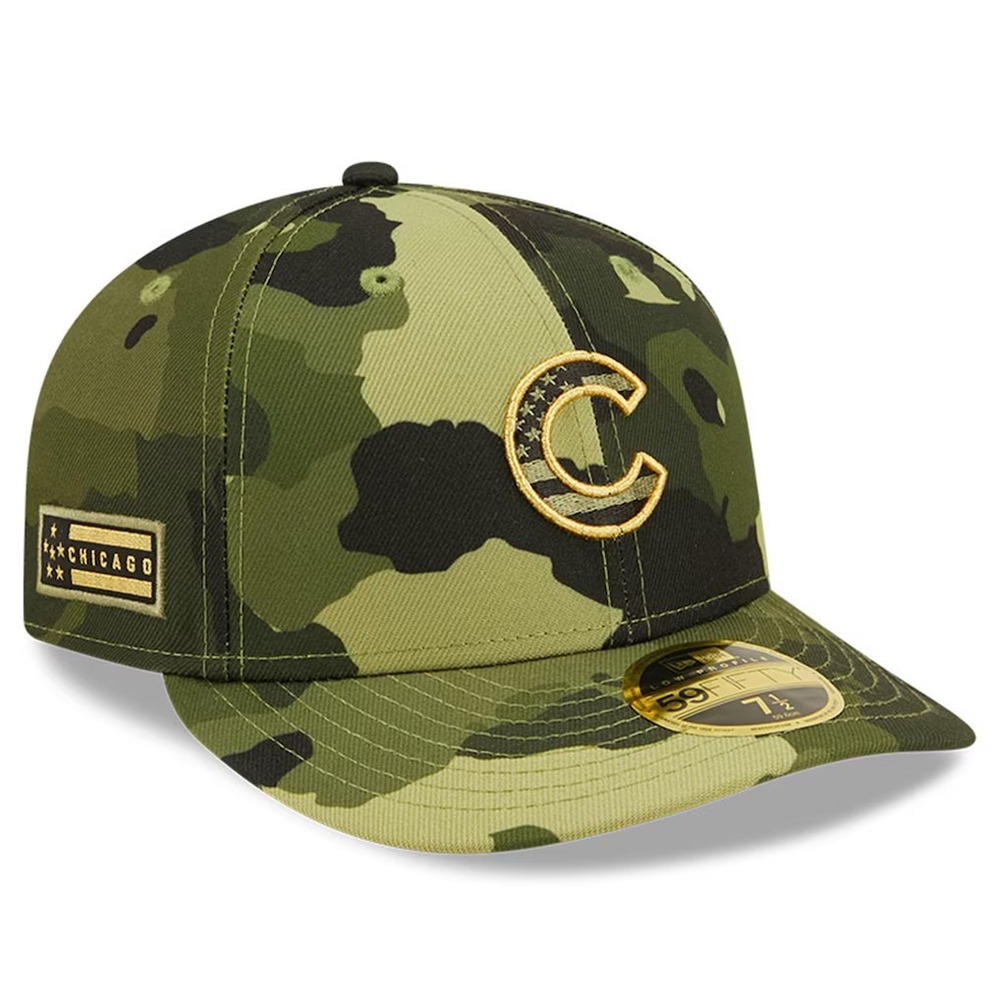 New Era Chicago Cubs 59FIFTY Low Profile Camo Fitted Hat Cap Size 7 1/8